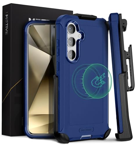 MOTIVE Designed for Samsung Galaxy s24 Case with Belt Clip, Compatible with MagSafe, Quad-Layer 15FT Military Grade Drop Protection, Heavy Duty s24 Holster Case 6.1” | Black