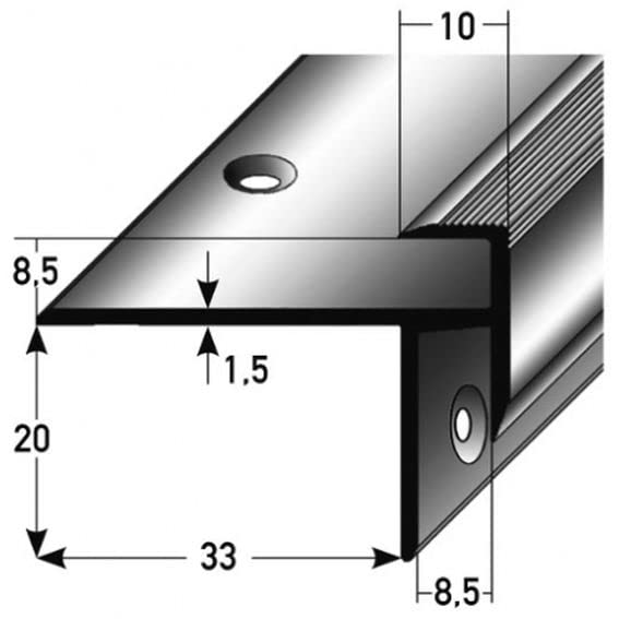 2 meter (2 x 1 m) [6,56 ft (2 x 3,28 ft)] Insteekprofiel, met neus voor