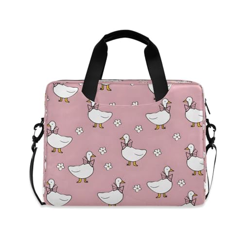 Bolso para laptop con patrón blanco Line Duck miniatura 1