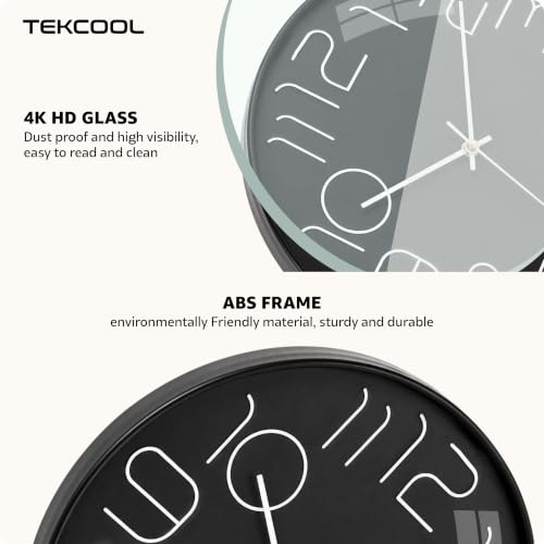 Image of TEKCOOL Plastic Digital Wall Clock 12 inch Silent Quartz Decorative Non-Ticking Classic Clock Battery Operated Round Easy to Read for Room /Home /Kitchen /Bedroom /Office /School-(Black)'