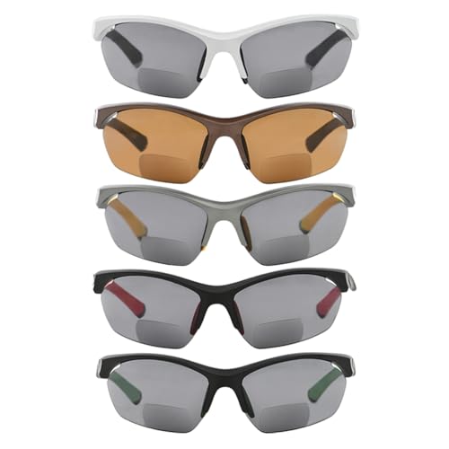 Eyekepper 5-Pack TR90 Sports Bifocal Sunglasses Baseball Running Fishing Driving Golf Softball Hiking Half-Rimless Sunshine Readers +1.00 - Main Image
