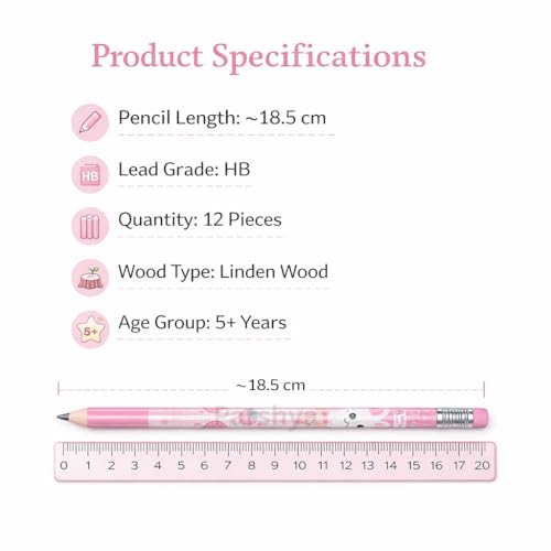 Image of KiddieWorld Premium Graphite Sketching Pencil Set for Kids & Artists - Pack of 12 Dark HB Pencils with Eraser - Perfect for School, Writing, Shading & Return Gifts