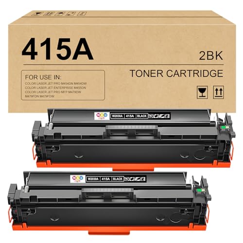 M4U SM4Y Cartuchos de tóner Negro 415A (con Chip) compatibles con 415A W2030A 415X W2030X, para Color Jet Pro MFP M479fdw Tóner M479fnw M479fdn M479dw M454dn M454dw(Paquete de 2, Negro)