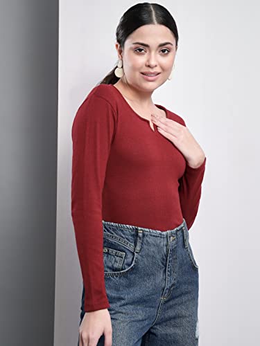 Image of Q - RIOUS Women's Solid Full Sleeve Scoop Neck Top