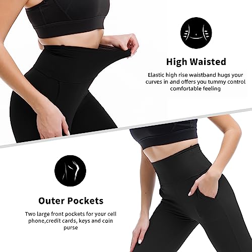 SINOPHANT High Waisted Leggings with Pockets for Women, Buttery Soft Elastic Opaque Tummy Control Stretchy Yoga Pants Trousers - Image 5