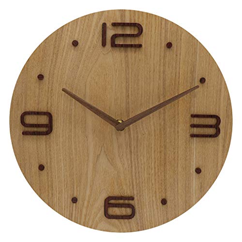 BECANOE Relojes de pared de madera sin tictac, 12 pulgadas, silencioso, grande, 3D, número estéreo, para el hogar/cocina/oficina/escuela, fácil de leer Cover