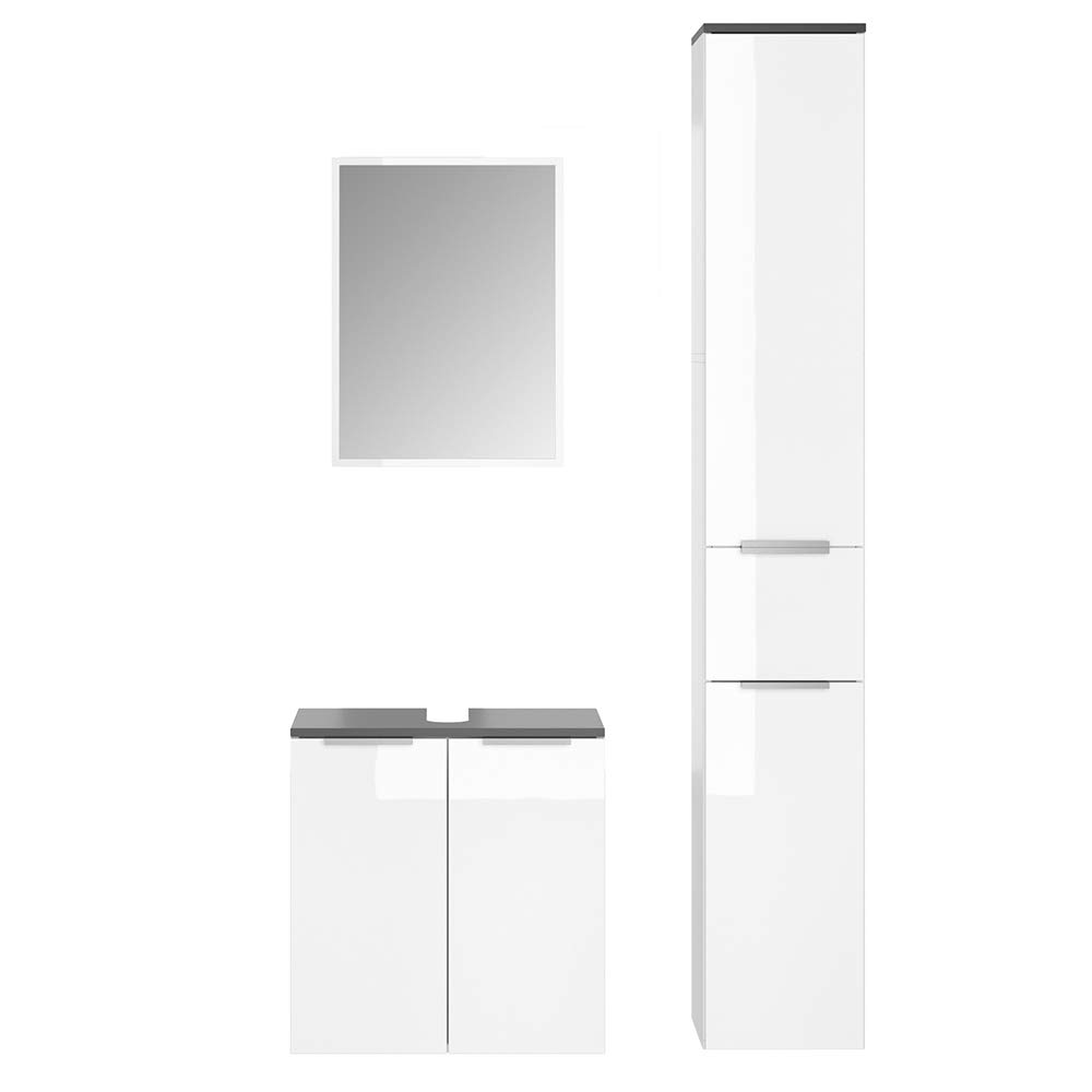 Ensemble de 3 meubles de salle de bains blanc/brillant Otis 1