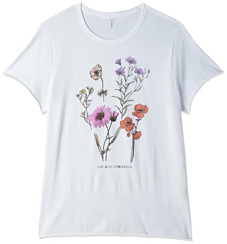 Image of Only Women's ONLLUCY Life REG S /S Western TOP Box JRS T-Shirt, Black /Print: