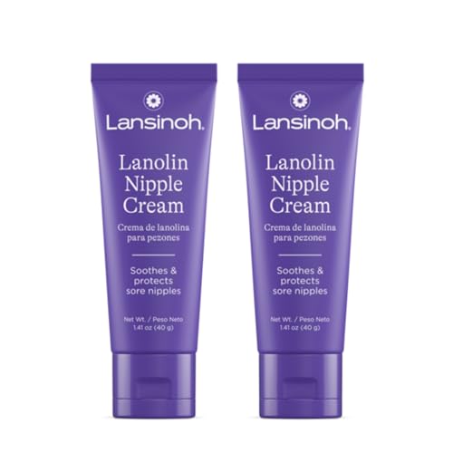 Image of Lansinoh Lanolin Nipple Cream Safe for Breastfeeding Baby, 100% Natural Nipple Butter, Breastfeeding Essentials for Postpartum Moms, 1.41 Ounces (2 Pack)