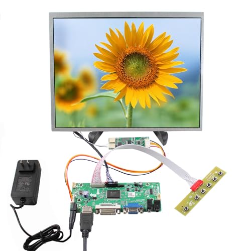 Image of VSDISPLAY 12.1 inch 1024X768 LCD with DVI VGA Driver Board and Power Adapter 12V DC 2A Output
