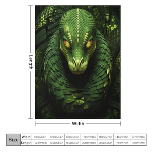 Couverture super doux non rejet en flannel imprimé serpent plaid 150x200cm