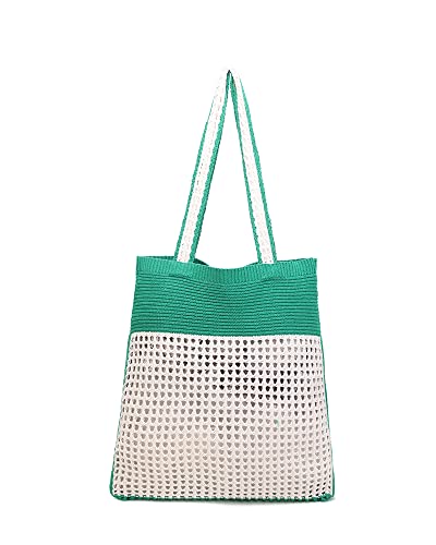 Image of ENBEI Beach Bag Crochet Tote bag for Women,Aesthetic Boho Large Bag,Foldable&Lightweight,Shopping,Beach,Travel,Daily Use