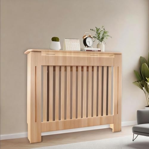 DOLEMODUO Radiator Cover Cabinet - 44x36x 7.5 Solid Wood Heater Enclosure Shelf with Top for Home Decor and Safe (Natural)