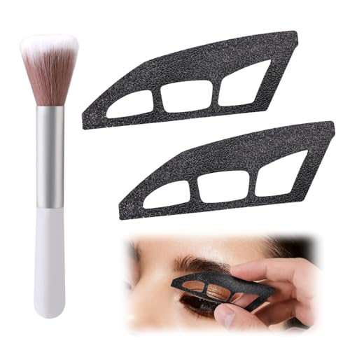 2uds Plantilla de Sombra de Ojos, Herramientas para Sombra de Ojos con Pincel Accesorio de Asistencia de Maquillaje para Mujeres y Principiantes en Maquillaje(Negro)