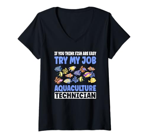 Mujer Técnico en Acuicultura Camiseta Cuello V