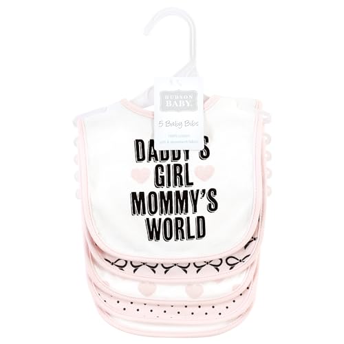 Image of Hudson Baby Unisex Baby Cotton Bibs, Mommy'S World, One Size