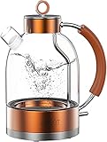 BPA-freier:ASCOT BPA-freier Wasserkocher Glas kombiniert aus geschmacksneutralen Borosilikatglas, integrierte Kalkfilter und Edelstahl 304, setzt keine Mikroplastikpartikel frei. Alle Teile, die mit Wasser in Kontakt kommen, bestehen aus lebensmittelechten Materialien, sehr umwelt- und gesundheitsschonend