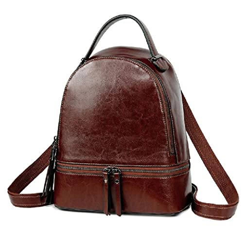 Sac à dos en cuir véritable ciré pour femme élégante au quotidien