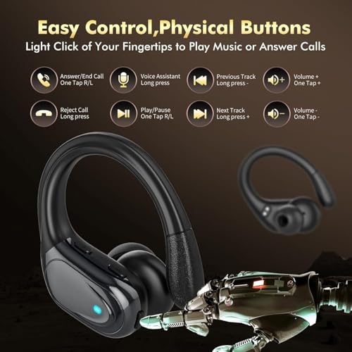 HAOYUYAN Wireless Earbuds, Sports Bluetooth Headphones, 80Hrs Playtime Ear Buds with LED Power Display, Noise Canceling Headset, IPX7 Waterproof Earphones for Workout/Running - 7