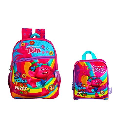 Kit Mochila de Costa e Lancheira Trolls Rosa
