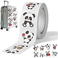 Roll of 500 Cute Panda Stickers, Animal Sticker Roll for Scrapbook, Envelope, Encourage Praise Teacher Rewards, School Supplies Incentives, Seal Lable (25mm)