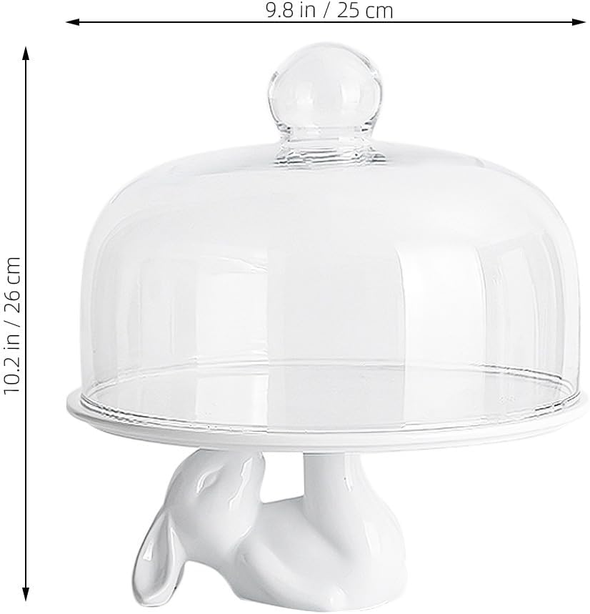 BESTOYARD 1 Set Rabbit Tall Tray Snack Trays New Year Cake Holder Bread Tray Bunny Rabbit Cake Plate Food Server Tray Stand Wedding Cake Container White Snack Plate Nordic Glass