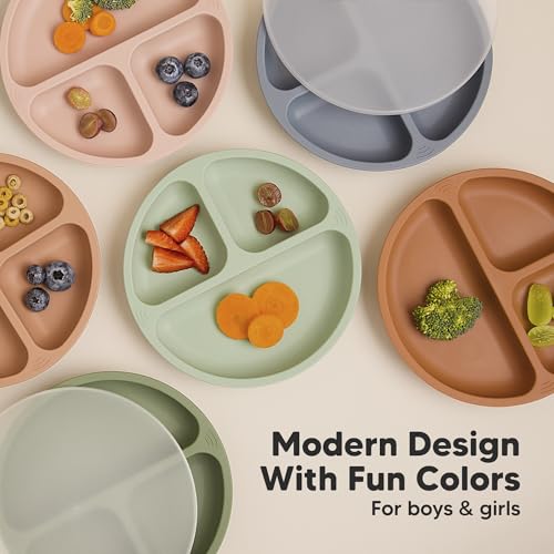 KeaBabies Suction Plates with Lids (3-pack, Divided, Silicone) — view 9