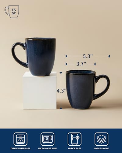 Image of Pokini Coffee Mug 15oz, Coffee Mugs Set of 4, Cups for Latte Tea Cappuccino