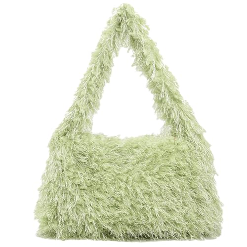 Fluffy Shoulder Hobo Bag Handbag and Purse Women Y2K Fuzzy Soft Plush Underarm Tote Bag