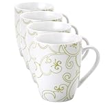 Rachael Ray Dinnerware Curly-Q 4-Piece Porcelain Beverage Mug Set, Orange