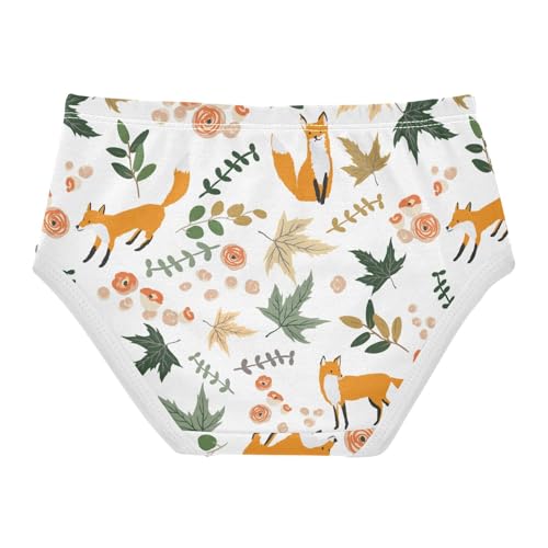 Wusikd Maple Leaves Girls' Underwear Cotton Fox Girls Briefs Soft Toddler Underwear 5T Multi2