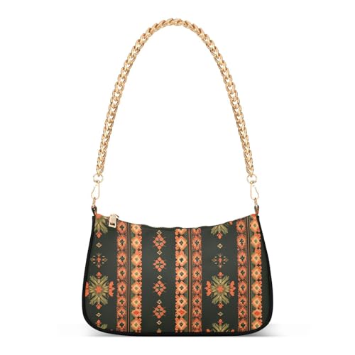 Sac à main fleurs orange et vert foncé au style cottage romantique