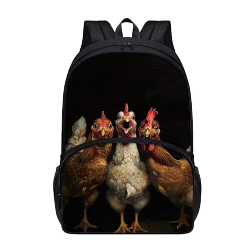 SYtrade Chicken Black Kids Backpack Elementary Middle School Backpack Travel Bookbag with Front Compartment