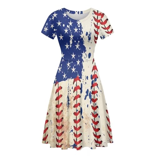 Image of AFPANQZ Womens Casual Summer Lightweight Vintage Dress Short Sleeve Midi Dress Knee-Long Luxury Formal Dress