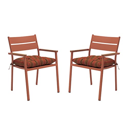 Lebenliebe Outdoor Chair Pads For Dining Chairs Kitchen Chair Tufted Cushion Water Resistant Office Chair Seat Cushion, Red And Brown Stripes #TOP4