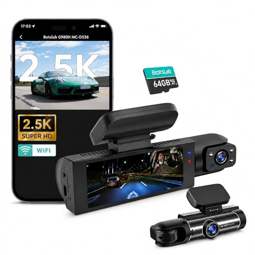 Osmo Dashcam Pro 2026 2.5K Full HD Dual Channel 150 Wide Angle Built-in WiFi & GPS G-Sensor 24H Parking Mode with Motion Detection Loop Recording Support SD Card