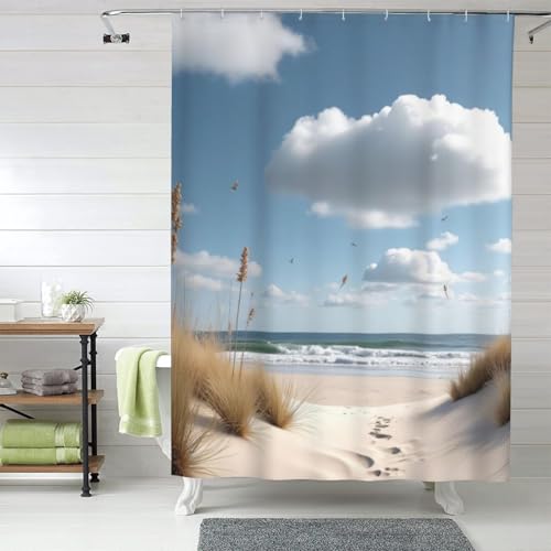 Rideau de douche imprimé plage rideau salle de bain tissu lavable