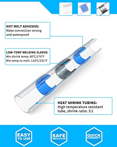 Solder Seal Wire Connectors - 200Pcs Self-Solder Heat Shrink Butt Connector, Waterproof And Insulated Electrical Wire Terminals, Butt Splice For Marine Automotive Boat Truck Wire Joint,5Colors/5Sizes #TOP2