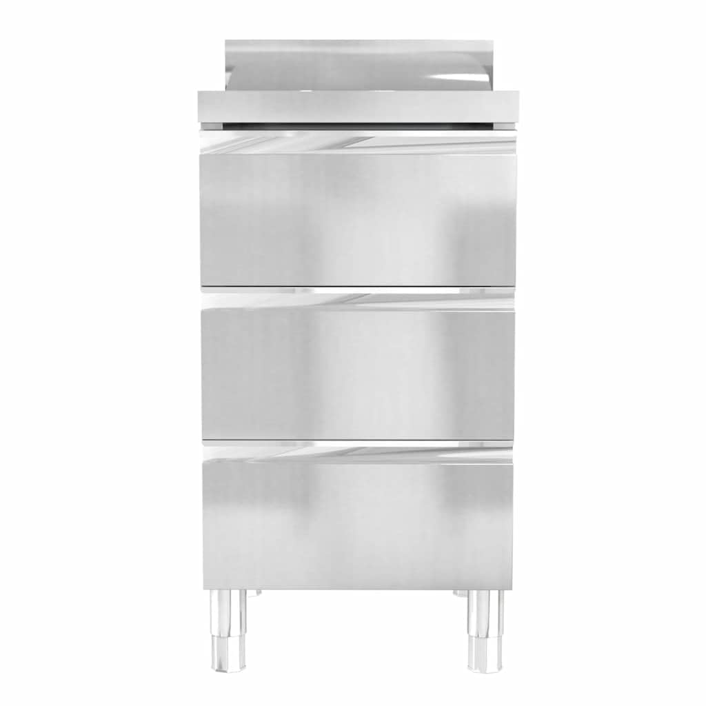 2 unidades de armarios de cocina comerciales de acero inoxidable para gastronomía, restaurante, cocina, comercio, catering, con cantos, patas ajustables, 3 cajones y fregadero para