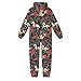 Shin Fashion Boys Girls Zipper Onesie Jumpsuits Christmas Horses Poinsettias Long Sleeves Hooded Jumpsuit Soft Comfortable One Piece Rompers X-Large
