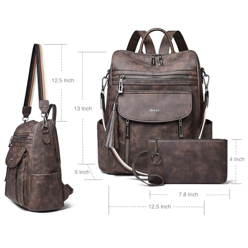 Image of Shrrie Backpack Purse for Women Fashion Leather Backpack Purse Designer Travel Backpack Convertible Shoulder Bag with Wristlet