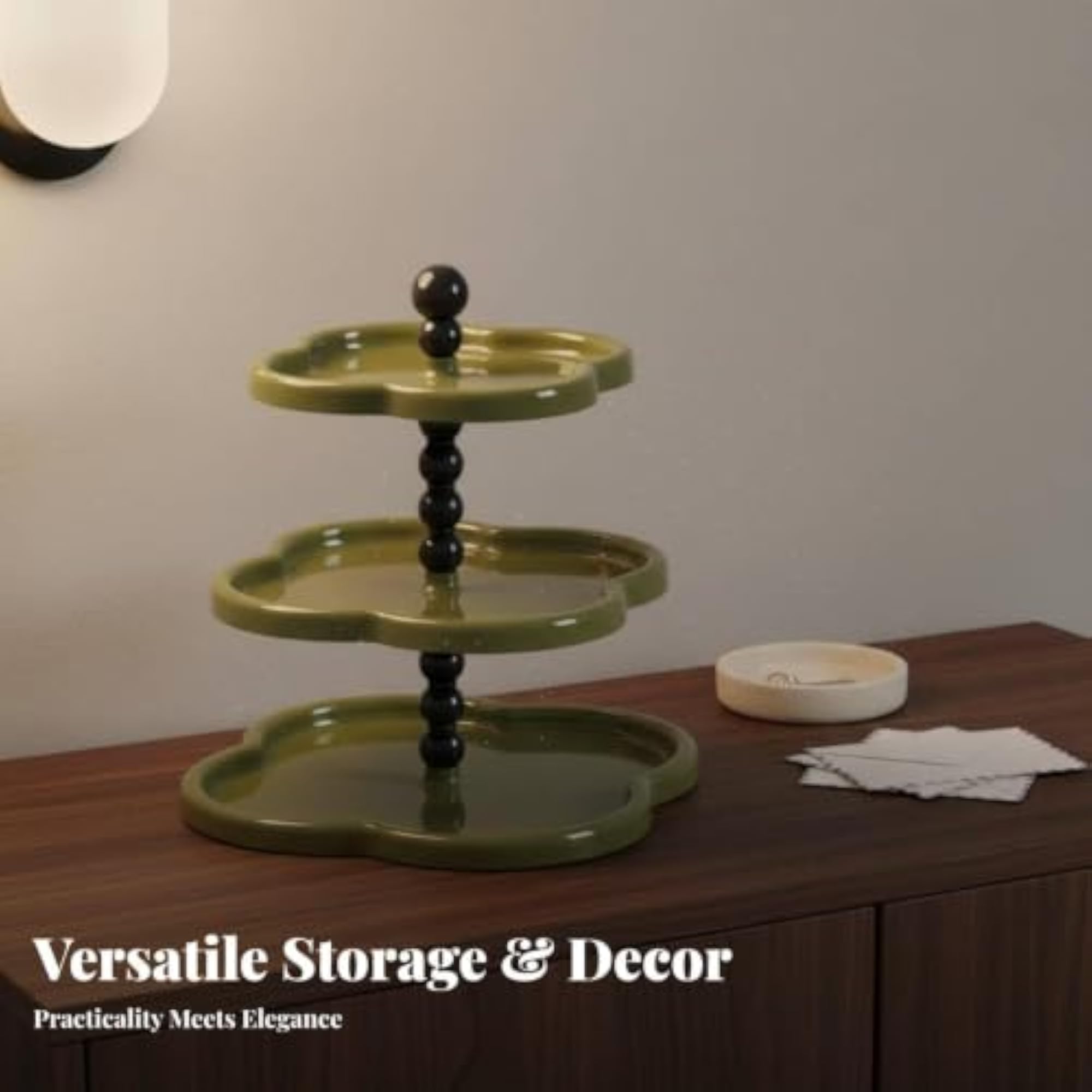 Decorative Entryway Tray with Light Design, Multi-Tier Storage