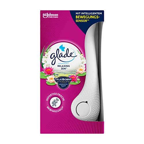 Glade - Ambientador Automático Sense & Spray con Sensor de Movimiento, Fragancia Relax Zen, Pack Completo Difusor + Recambio