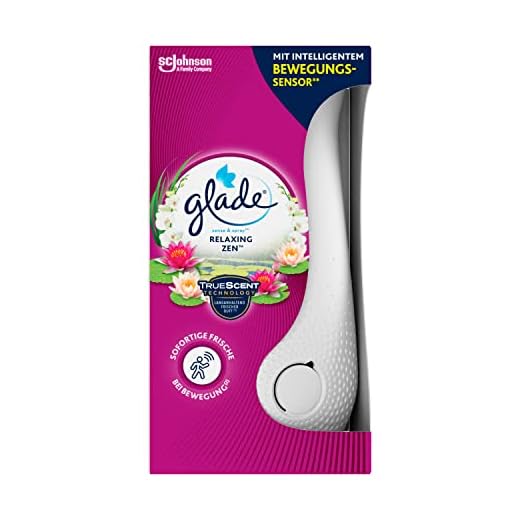 Glade J307132 - Ambientador Automático Sense & Spray con Sensor de Movimiento, Pack Completo Difusor y Recambio, Fragancia Relax Zen, 1 Difusor y 1 Recambio