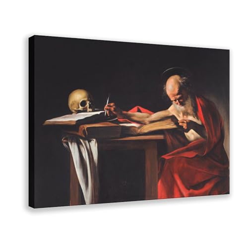 Toile imprimée Saint Jérôme Caravaggio, cadre à suspendre pour décoration murale