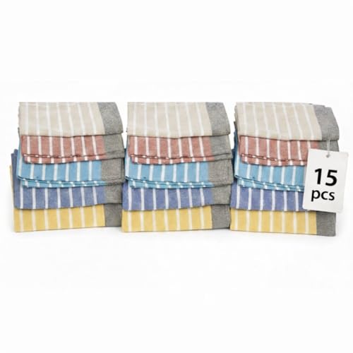 Image of Dishcloths 15 pcs 12x16 Inches | Bulk Cotton Kitchen Cleaning Dish Cloths | Scrubbing Wash Cloth Sets | Multipurpose Cloth | 100% Cotton.