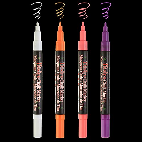 Uchida, 482-4H, 4 Piece, Bistro Fine Line Chalk Marker Set, Fluorescent Colors #TOP2
