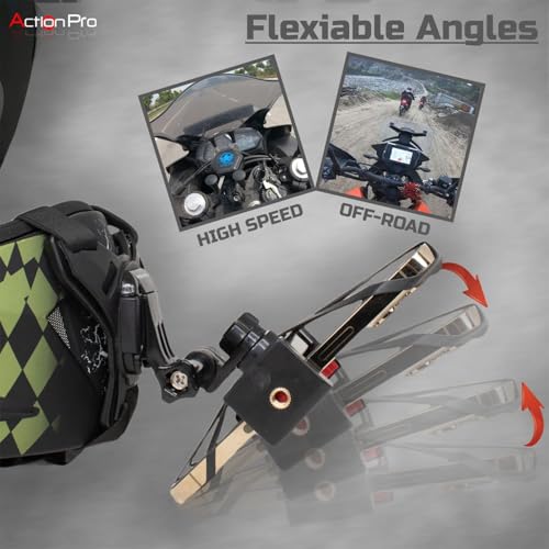 Image of Action Pro Helmet Chin Mount Strap Set Compatible with GoPro 13 /12 /11 /10 /9 /8 /7 /6 /5 /4, DJI Osmo, Insta360 & SJCAM| Adjustable Motorcycle Helmet Mount for Action Cameras & Smartphones (Pack of 2)