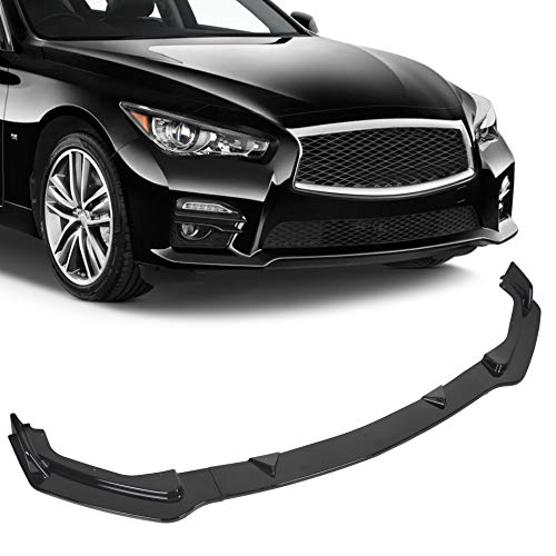 ECOTRIC Compatible Front Bumper Lip Chin Spoiler Splitter Replace For 2014 2015 2016 2017 Infiniti Q50 Base Premium