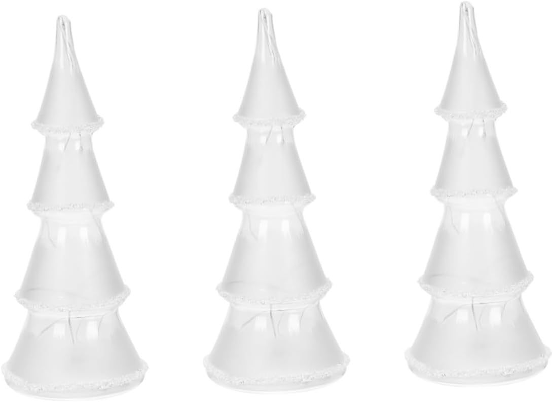 Luxshiny 3pcs Glass Christmas Tree Night Light for Home Decor Xmas Tabletop Decoration Year Party Showcase Adorn Festive Atmosphere Shimmering Glow